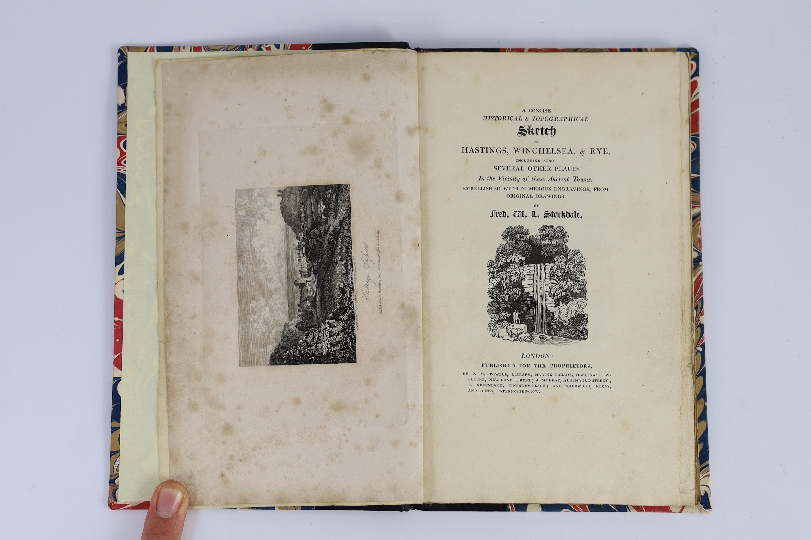 HASTINGS: Moss, W.G. - The History and Antiquities of the Town and Port of Hastings ... folded pictorial plan, 19 plates, subscribers list: old red half morocco and marbled boards, gilt top and marbled e/ps. published by